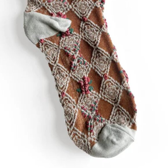 NWT Romantic Pink Violet Floral Textured Socks - Picture 3 of 5